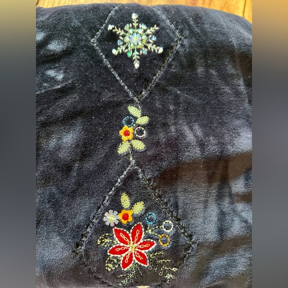 ALFRED DUNNER Black Velvet‎ Jacket Embroidered Cotton Blend  14 zip up vintagee - Picture 8 of 13